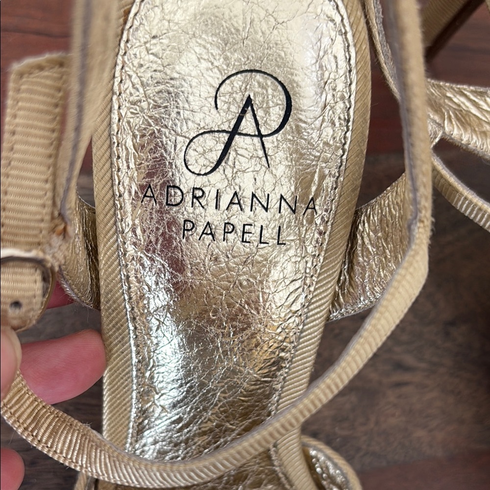Adrianna Papell Gold and Black Heels with Ankle Strap. 5.5 - Picture 7 of 7